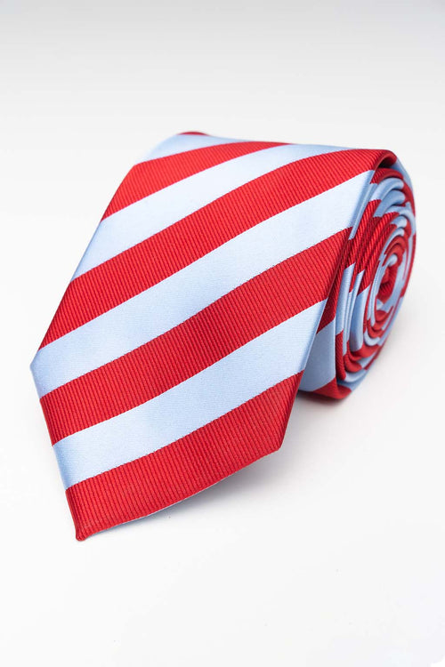 Tie - Light Blue/Red Striped - TeeShoppen Group™ - Accessories - TeeShoppen