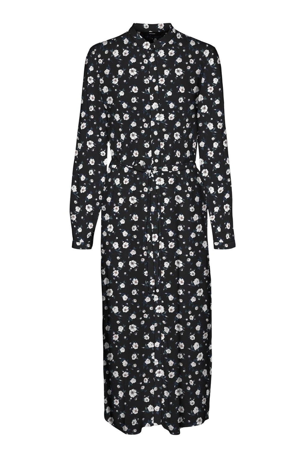 Easy Long Sleeve Shirt Dress - Black