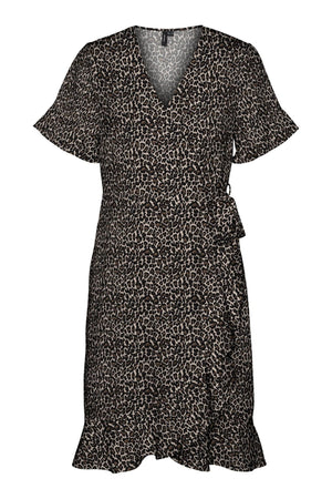 Henna Mini Wrap Dress - Oatmeal