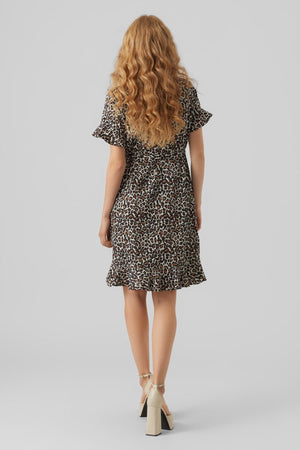 Henna Mini Wrap Dress - Oatmeal