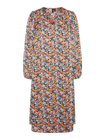 Allys Floral Midi Dress - Μαύρο