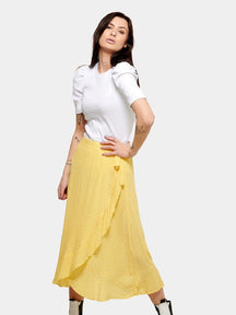 Anna Dotted Wrap φούστα - κίτρινο