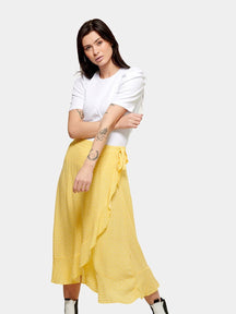 Anna Dotted Wrap φούστα - κίτρινο