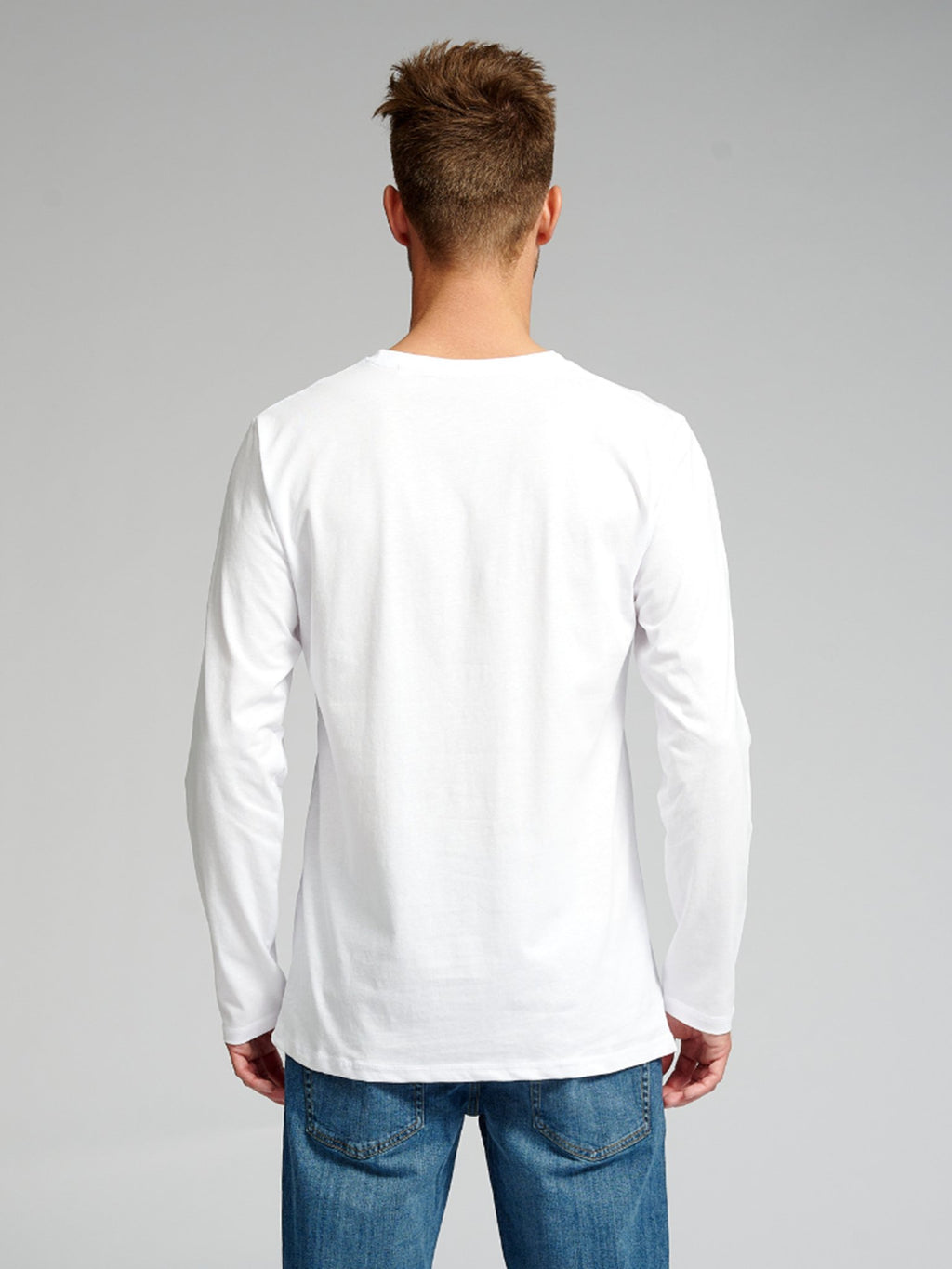Basic T-shirt με μακριά μανίκια-Λευκό