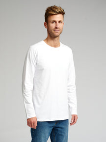 Basic T-shirt με μακριά μανίκια-Λευκό