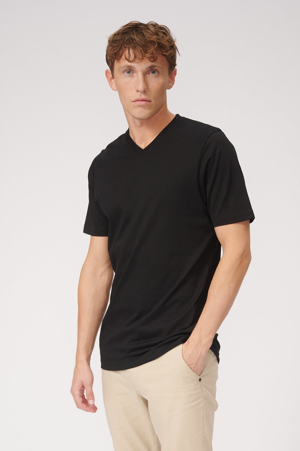Basic Vneck T -shirt - μαύρο