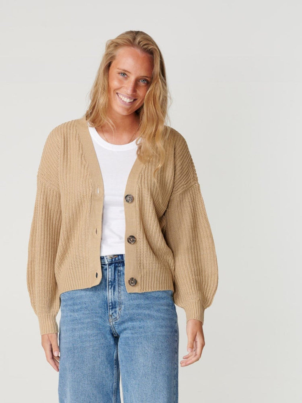 Button Cardigan - Beige