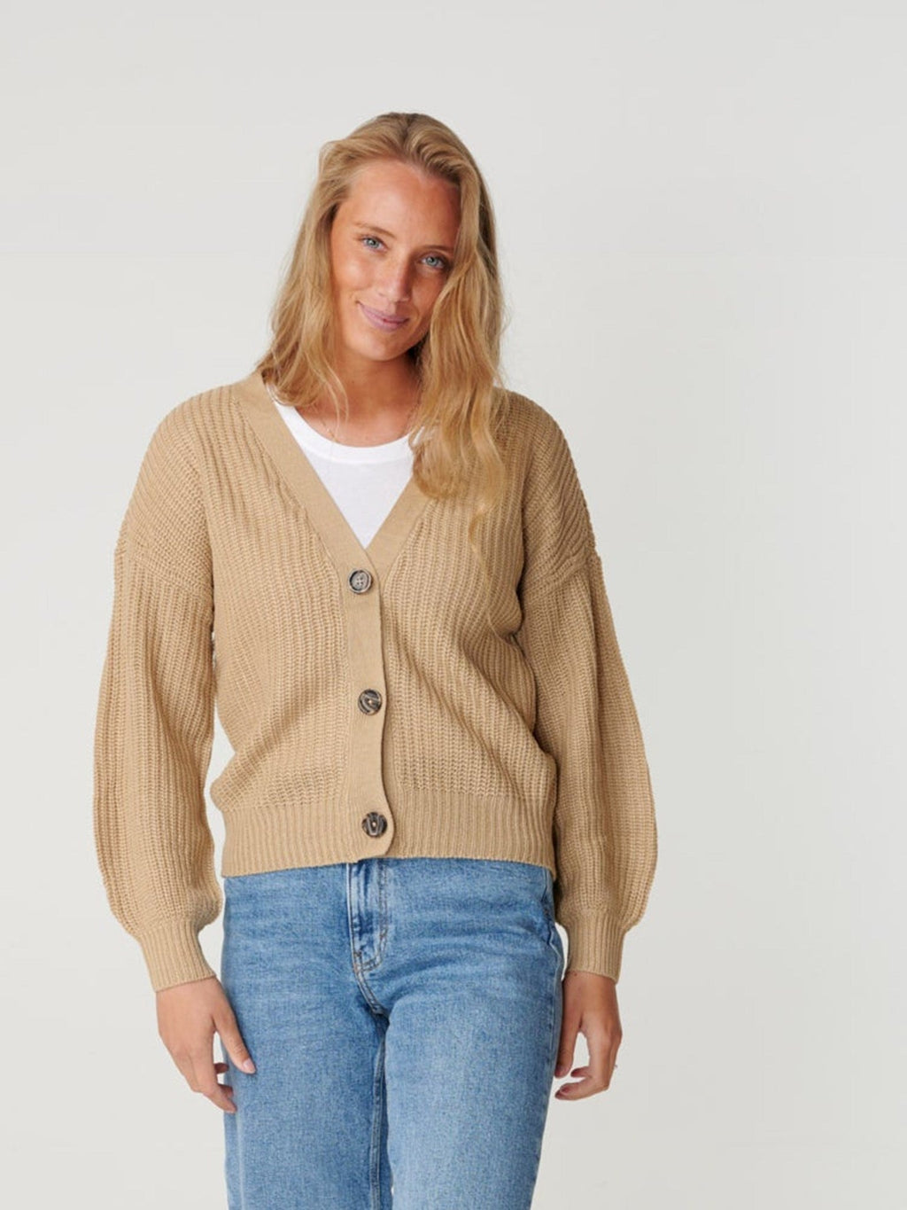 Button Cardigan - Beige