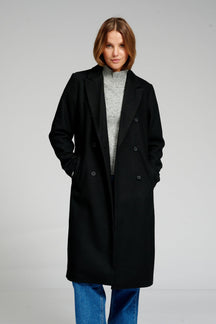 Κλασικό παλτό μαλλιού - Μαύρο