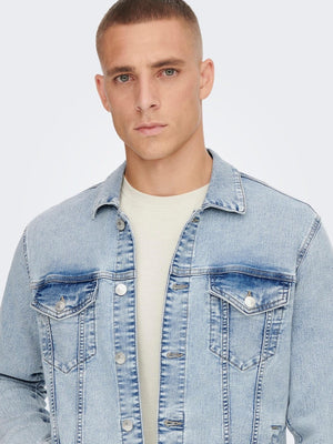 Coin Jakke - Light Blue Denim - TeeShoppen Group™ - Jacket - Only & Sons