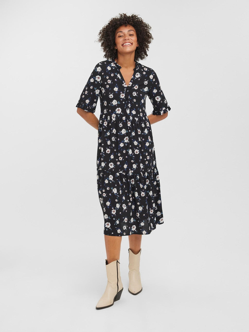 Easy 2/4 Calf Dress - Black