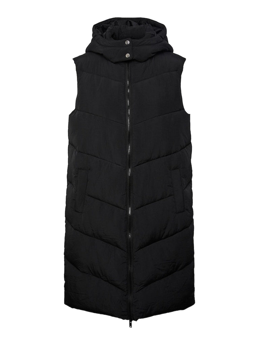 Jamilla Long Puffer Vest - Black