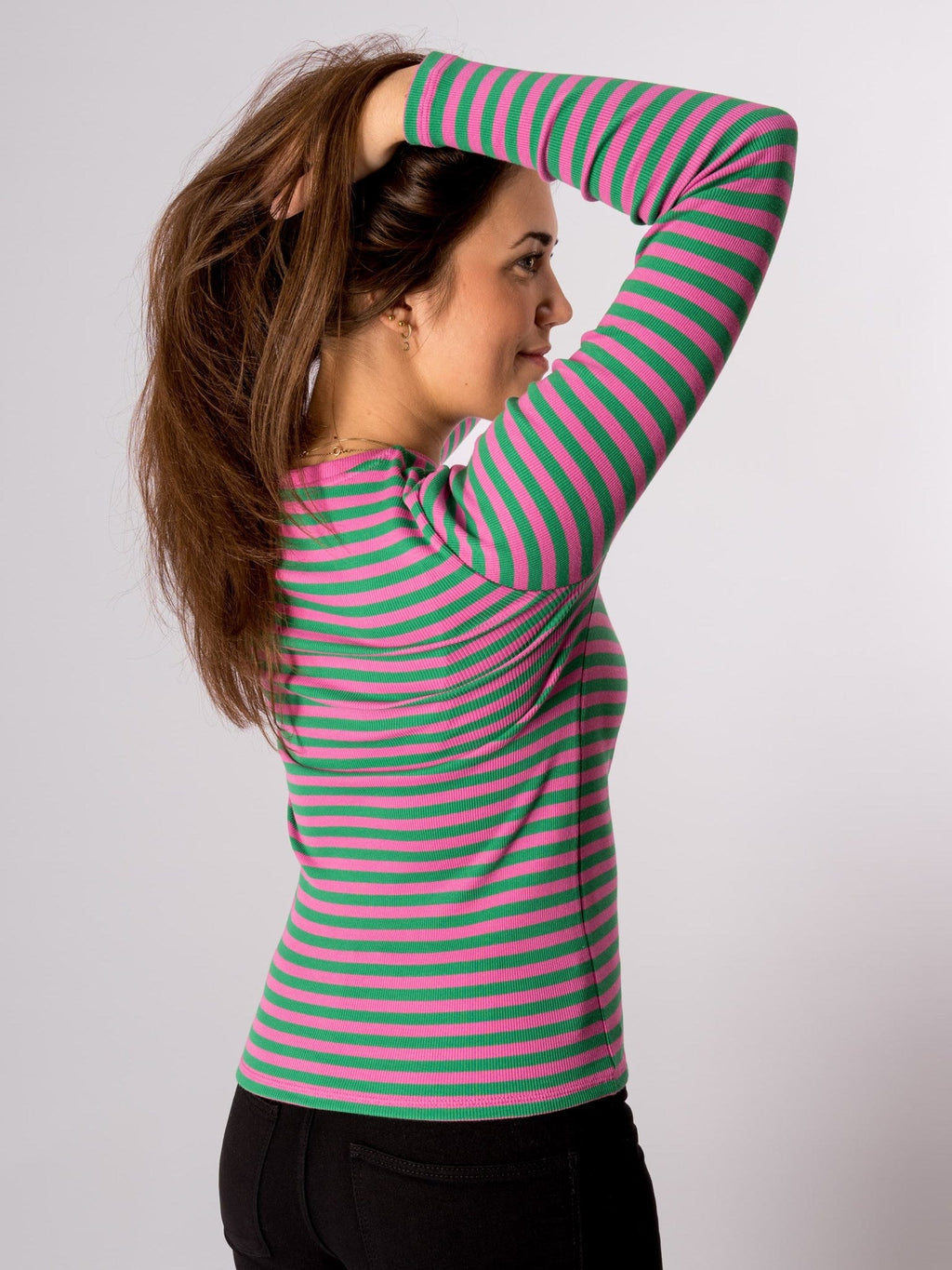 Line Long Sleeve Sweater - Super Pink/Jelly Bean