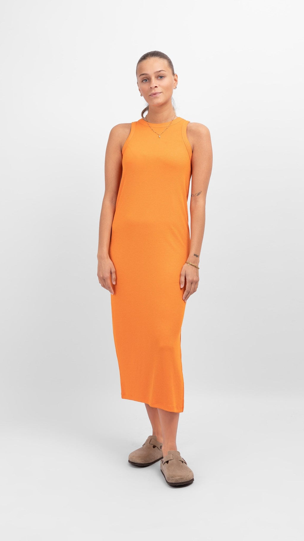 Line Summer Dress - Persimmon Orange