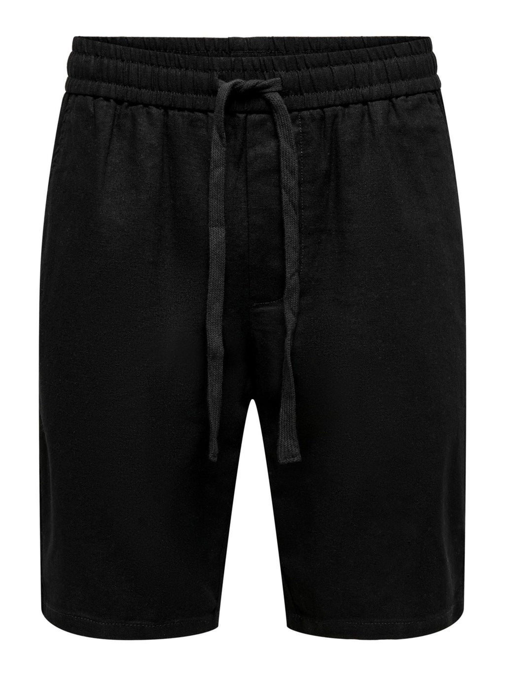 Λινάον λινό Shorts - Μαύρος