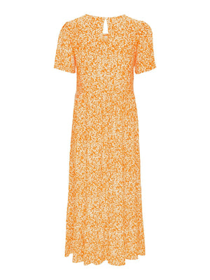 Malle Midi Dress - Flowered Orange - TeeShoppen Group™ - Dress - ONLY