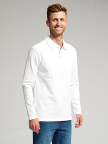 Muscle Μακρύ μανίκι Πόλο πουκάμισο - Λευκό