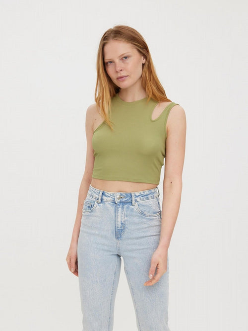 Ofelia Neia Tank Crop Top - Sage - TeeShoppen Group™ - T-shirt - Vero Moda