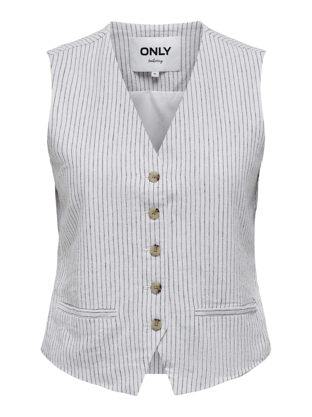 Olga Linen Pinstripe Vest - Φωτεινό λευκό