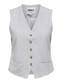 Olga Linen Pinstripe Vest - Bright White