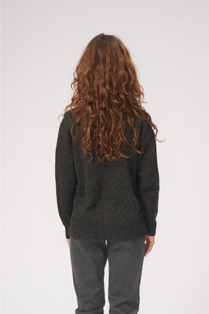 Oversized Knitted Polo-Neck Jumper - Dark Grey Melange - TeeShoppen Group™ - Knitwear - TeeShoppen