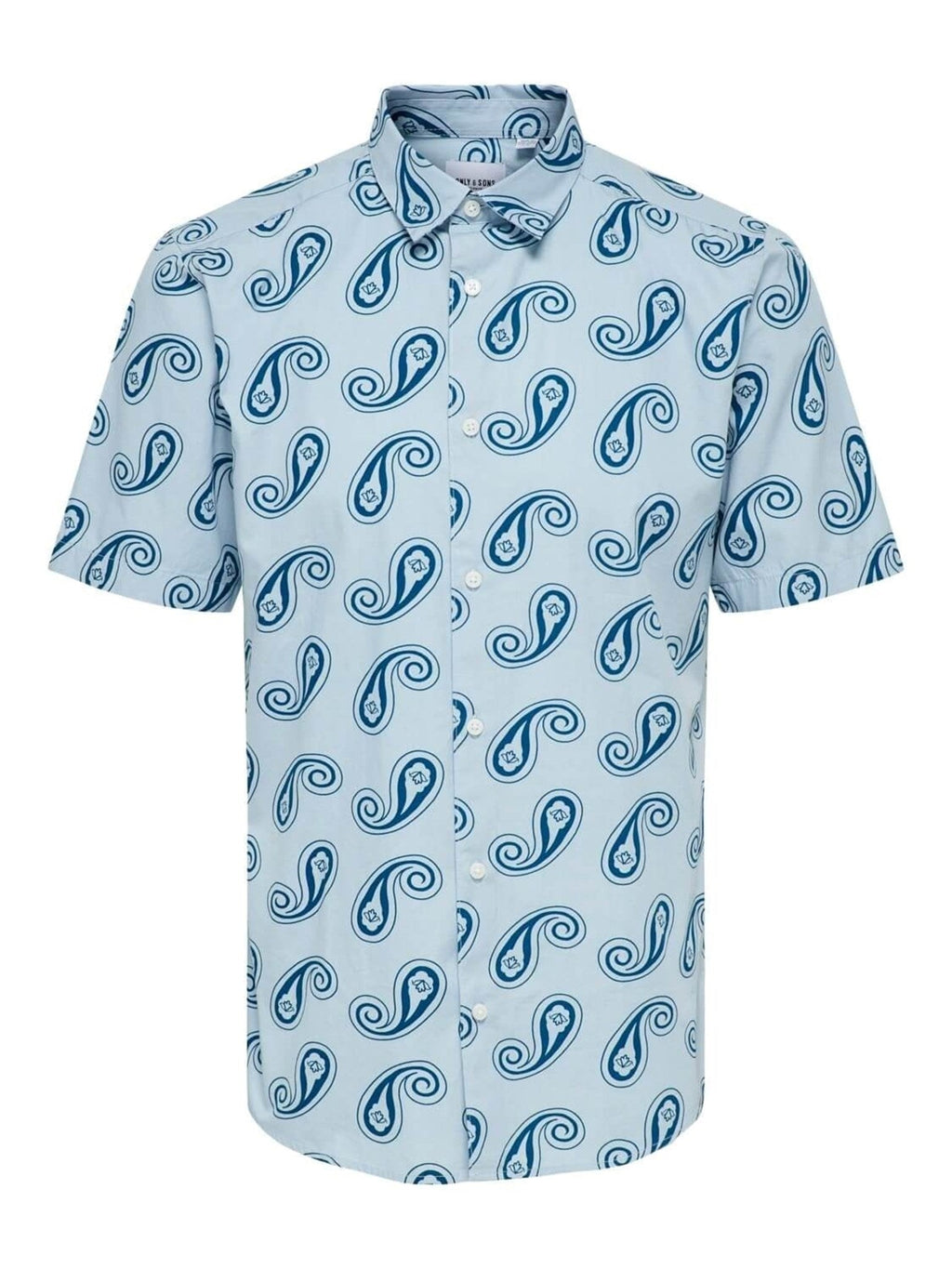 Τυπωμένο κοντό μανίκι πουκάμισο - ανοιχτό μπλε