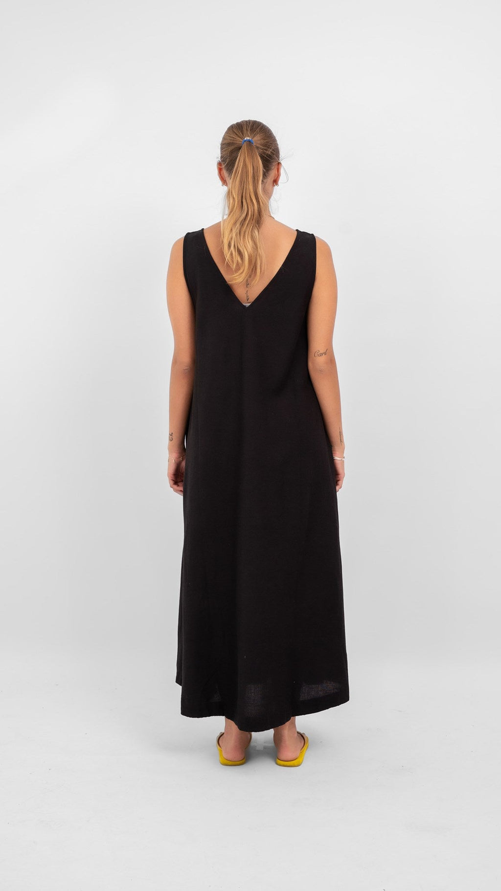 Prisilla V -Neck Midi Dress - Μαύρο
