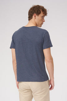 T -shirt Raw Neck - Mottled Blue