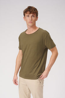 T -shirt Raw Neck - Green Olive