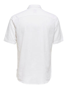 Λινάτο πουκάμισο με κοντό μανίκι - Λευκό