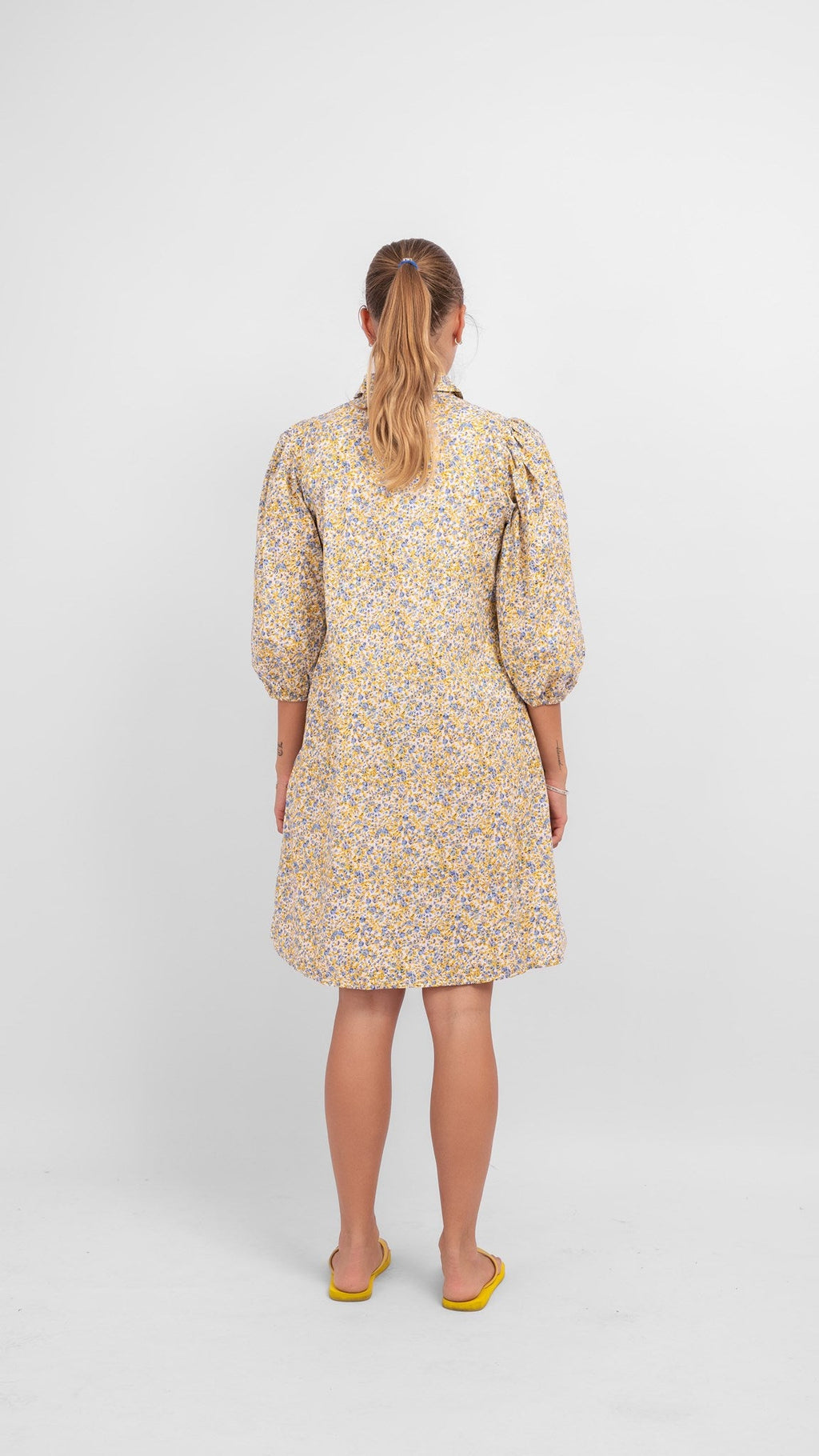 Φόρεμα πουκάμισο Sofie - μπλε και κίτρινο floral