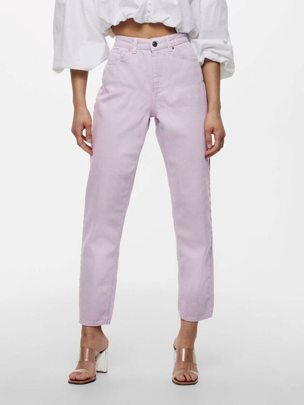 Solid Color Mom Pants - Orchid Bouquet