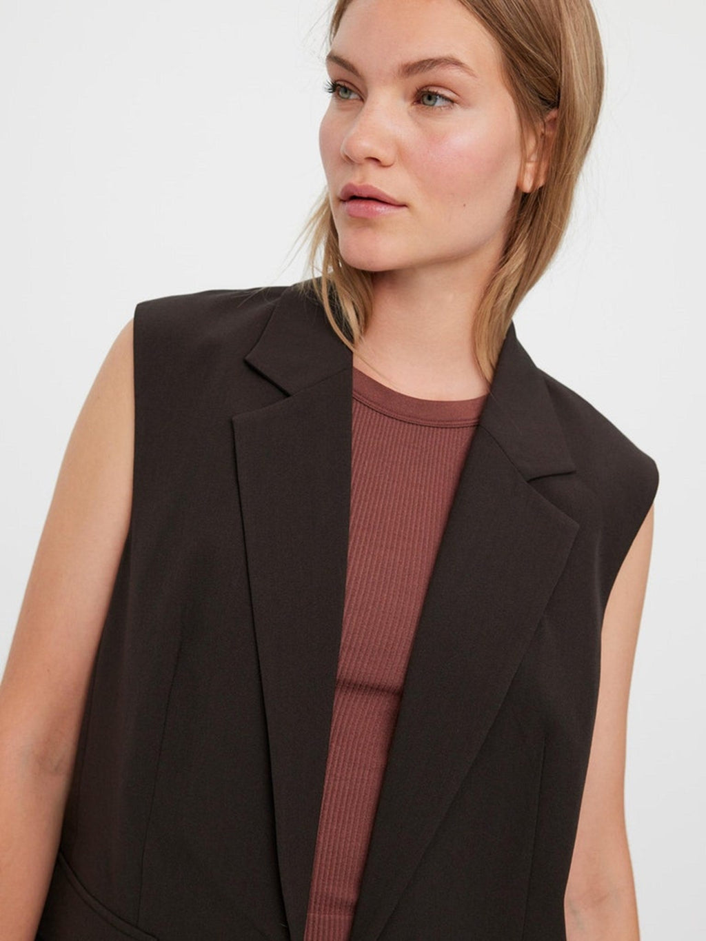 Troian Blazer Vest - Coffee Bean