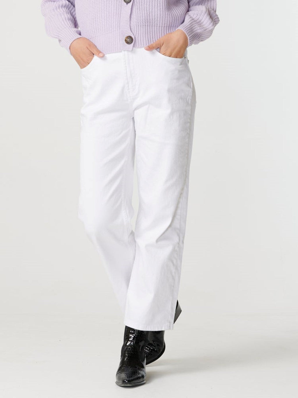 Wide High -Waist Jeans - White